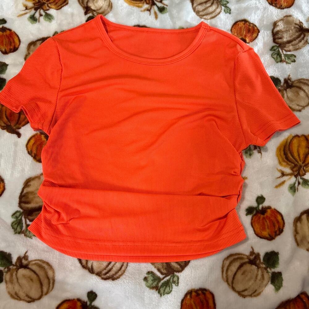 Orange ribbed crop top ribbed